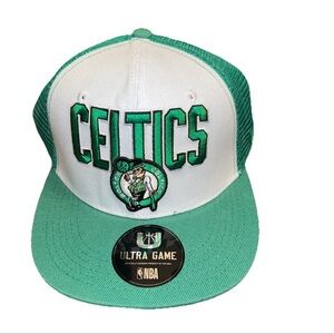 Celtics Ultra Game Baseball Hat Green White Embroidered  Mesh SnapBack New